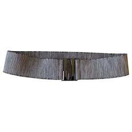 Adolfo Dominguez-Wide elastic belt with bronze color metal buckle Adolfo Dominguez T. 70 a 105 cm-Beige,Dark brown