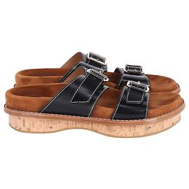 Chloé Chloe Marah Topstitched Sandals in Brown Leather  Brown