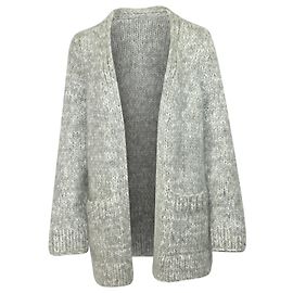 Michael Kors Häkel-Strickjacke aus hellgrauer Wolle Grau