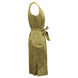 Iris & Ink-Iris & Ink – Ärmelloses Kleid mit Gürtel aus khakifarbener Baumwolle-Grün,Khaki