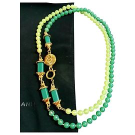 Collier collector GRIPOIX CHANEL vintage Doré Vert clair Vert foncé