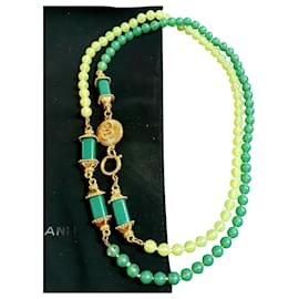 Chanel-Vintage CHANEL GRIPOIX collector's necklace-Golden,Light green,Dark green