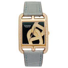 Reloj Hermès, "Cadena de ancla de joyero de Cape Cod", Oro rosa, cuir. Otro