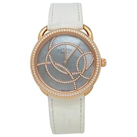 Hermès-Hermès "Arceau" watch, Rose gold, diamonds and leather.-Other