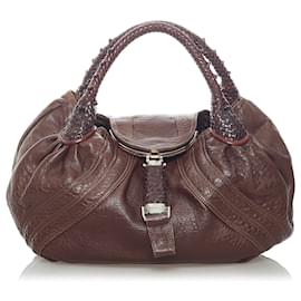 Fendi-Fendi Brown Spy Leather Handbag-Brown,Dark brown