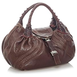 Fendi-Fendi Brown Spy Leather Handbag-Brown,Dark brown