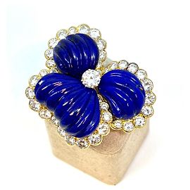 Van Cleef & Arpels AN CLEEF & ARPELS spilla fiore vintage / ciondolo lapislazzuli, ORO & DIAMANTI Blu