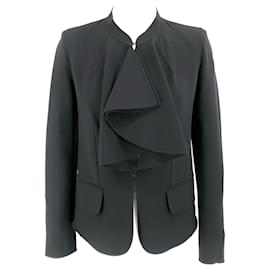 Céline-Céline jacket in black wool with ruffled collar-Black