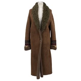 Abrigo Etro de borrego marrón con bordado Castaño