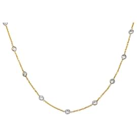 inconnue-Gutter-Halskette in zwei Goldtönen mit Diamanten besetzt.-Andere