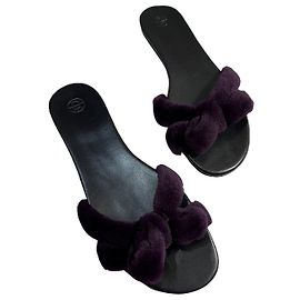 Sandalias de visón The Row Burdeos