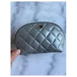 Chanel-Brieftasche-Silber,Grau