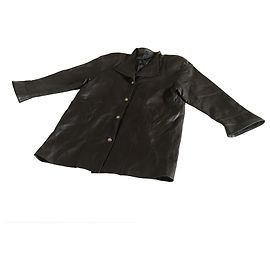 Casaco masculino de couro acolchoado Pierre Balmain Castanho escuro