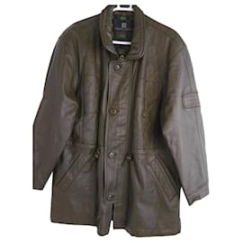 Pierre Balmain Herren Lederjacke oder Mantel / Khaki Braun Braun Khaki