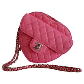 Chanel-bolsa de coração Chanel-Rosa