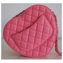Chanel-bolsa de coração Chanel-Rosa