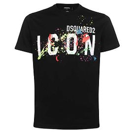 Camiseta Dsquared2 Icon Original Negra de Algodón XL Negro