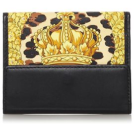 Versace Yellow Leather Card Holder Black Yellow