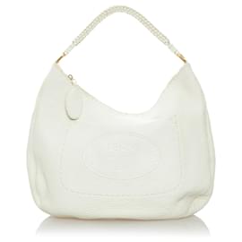 Fendi-Sac hobo Fendi en cuir Selleria blanc-Blanc,Écru