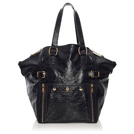 Yves Saint Laurent Sac cabas en cuir noir Downtown YSL Noir