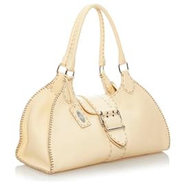 Fendi-Sac à bandoulière en cuir marron Fendi Selleria Sporty-Marron,Beige