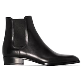 Saint Laurent-Saint Laurent Wyatt chelsea boots 30 in leather-Black