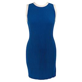 Chanel-Chanel mini dress in electric blue stretch with white trim-Blue