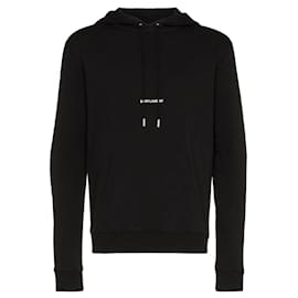 Saint Laurent-Saint Laurent Hoodie à logo imprimé noir-Noir