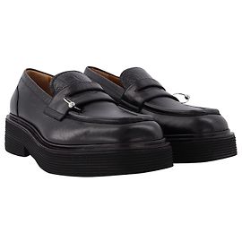 Marni Mocassin Piercing en Cuir Noir Noir