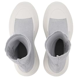 Alexander Mcqueen-Sneakers Tread Slick in Tessuto Argento e Bianco-Multicolore