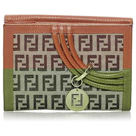 Fendi-Fendi Brown Zucchino Canvas Wallet-Brown