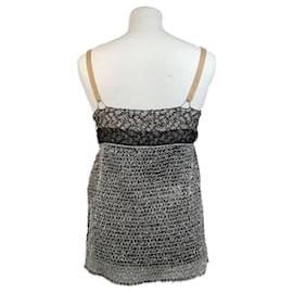 Balenciaga-Textured Mesh Cami Top with Floral Panel Size 38 fr-Grey