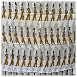Hermès-Hermes Vintage Military Silk Scarf La Parade 1966 Francoise Heron-Brown