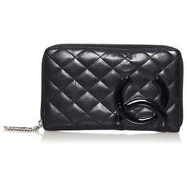 Chanel Black Cambon Ligne Lambskin Leather Wallet Black