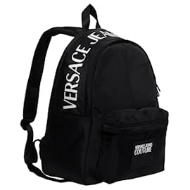 Autre Marque-Versace Jeans Nylon Logo Backpack-Black