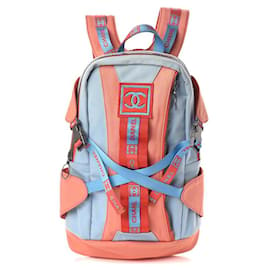 Chanel-Rare Powder Blue Fire Orange Red CC Sports Line Backpack-Other