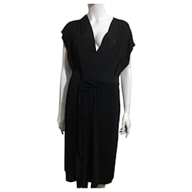 Philosophy Di Alberta Ferretti-Fließendes, schwarzes, drapiertes Kleid aus gestrickter Viskose (Viscose)-Schwarz