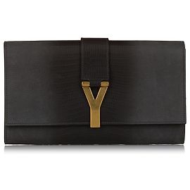 Yves Saint Laurent Pochette YSL en cuir noir Chyc Ligne Noir