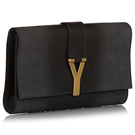 Yves Saint Laurent-Pochette YSL en cuir noir Chyc Ligne-Noir