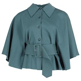 Maison Martin Margiela-Maison Martin Margiela Belted Cape Top in Teal Cotton-Other,Green