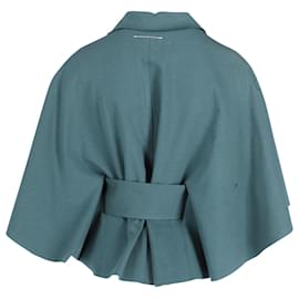 Maison Martin Margiela-Maison Martin Margiela Belted Cape Top in Teal Cotton-Other,Green