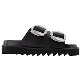 Toga Pulla-AJ1216 - Black Leather Sandals-Black