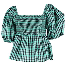 Baum und Pferdgarten Mlyssa Check Smock Top aus grünem Polyester Grün