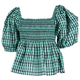 Baum Und Pferdgarten Mlyssa Check Smocked Top en Polyester Vert Vert