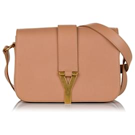 Yves Saint Laurent-YSL Brown Chyc Ligne Leather Crossbody Bag-Brown,Light brown