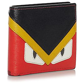 Fendi-Fendi Black Monster Leather Bifold Wallet-Black,Multiple colors