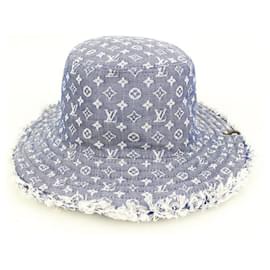 Louis Vuitton-Monogram Denim Bucket Hat Bobbygram Cap Rare Jean Sun Visor-Other