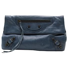 Balenciaga-Balenciaga Envelope Clutch in Blue Leather-Blue
