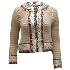 Jaqueta Donovan com enfeites Tory Burch em linho creme Branco Cru