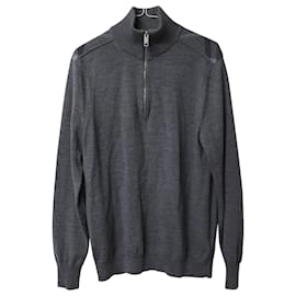 Burberry-Burberry Mock Neck Sweater in Grey Merino Wool-Grey